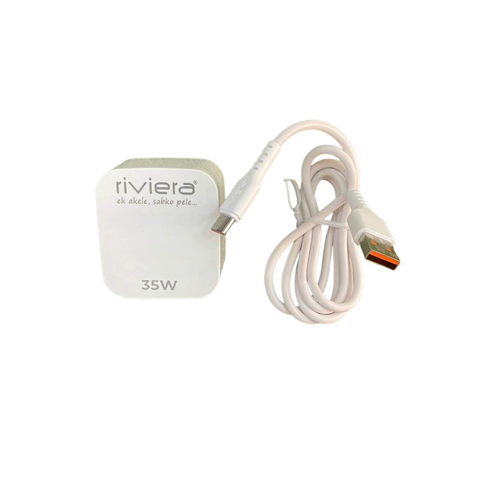 Riviera 35W Fast Charger Adapter with Type-C Data Cable (1000mm)