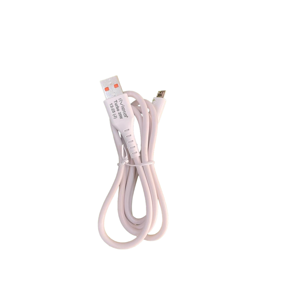 Riviera Turbo 25W Fast Charging Cable (USB-A to Micro USB / V8), 1 Meter, White