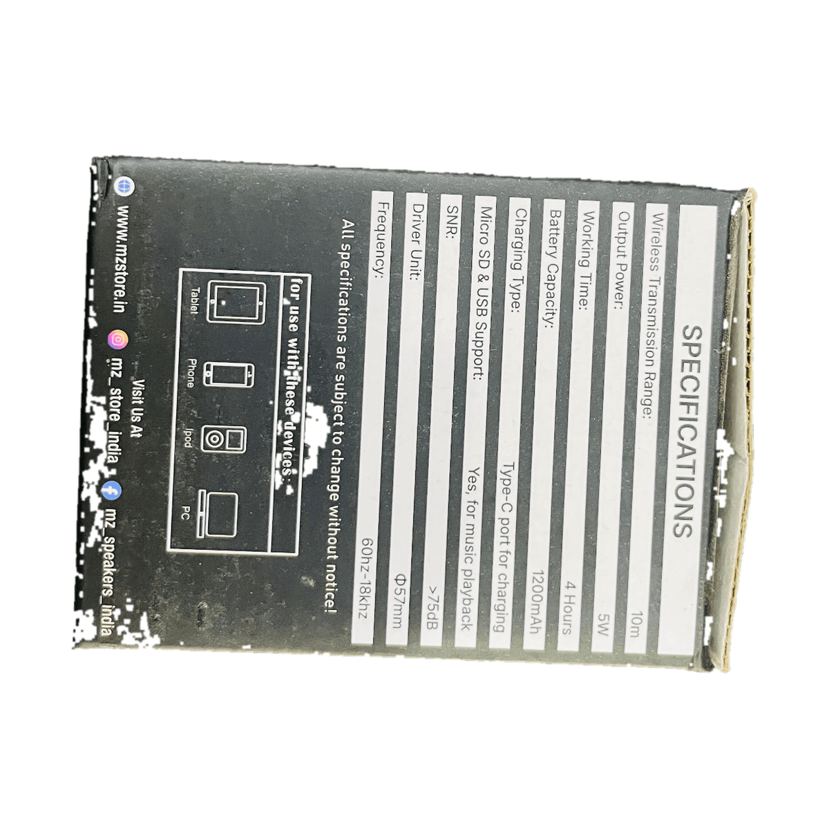 MZ S3 portable wireless speaker specifications